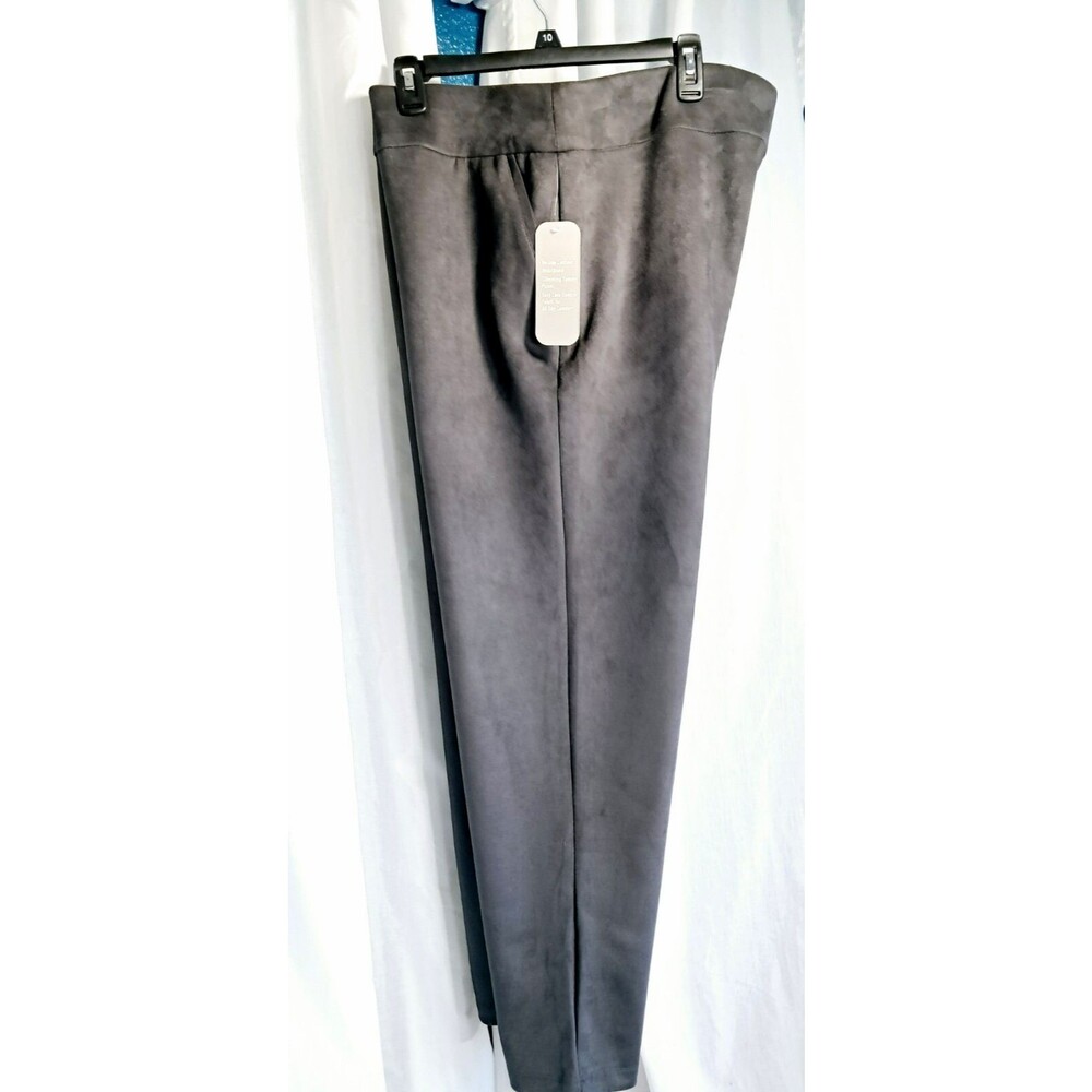 NWT Allison Daley Faux Micro Suede Pull On Pants Charcoal Gray Womens Size 18W